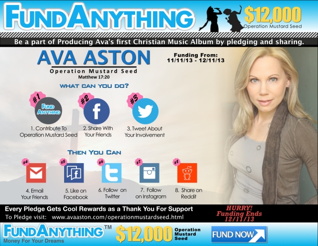 Operation Mustard Seed on FundAnything.com for Ava's New Christian Album.
