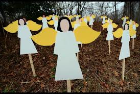 these are handmade angels set outside the sandy hook elementary school vigil after the horrible massacre that took 26 lives in New Town Connecticut 
